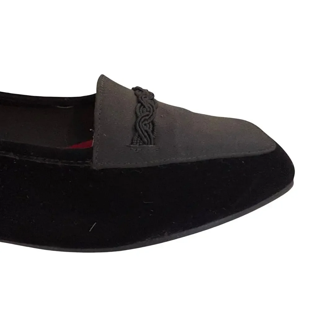 Enzo Angiolini Liberty Velvet Leather Satin Soutache Loafer Ballet Flats